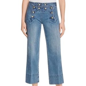 Michael Kors Sailor Cropped Jeans with gold buttons